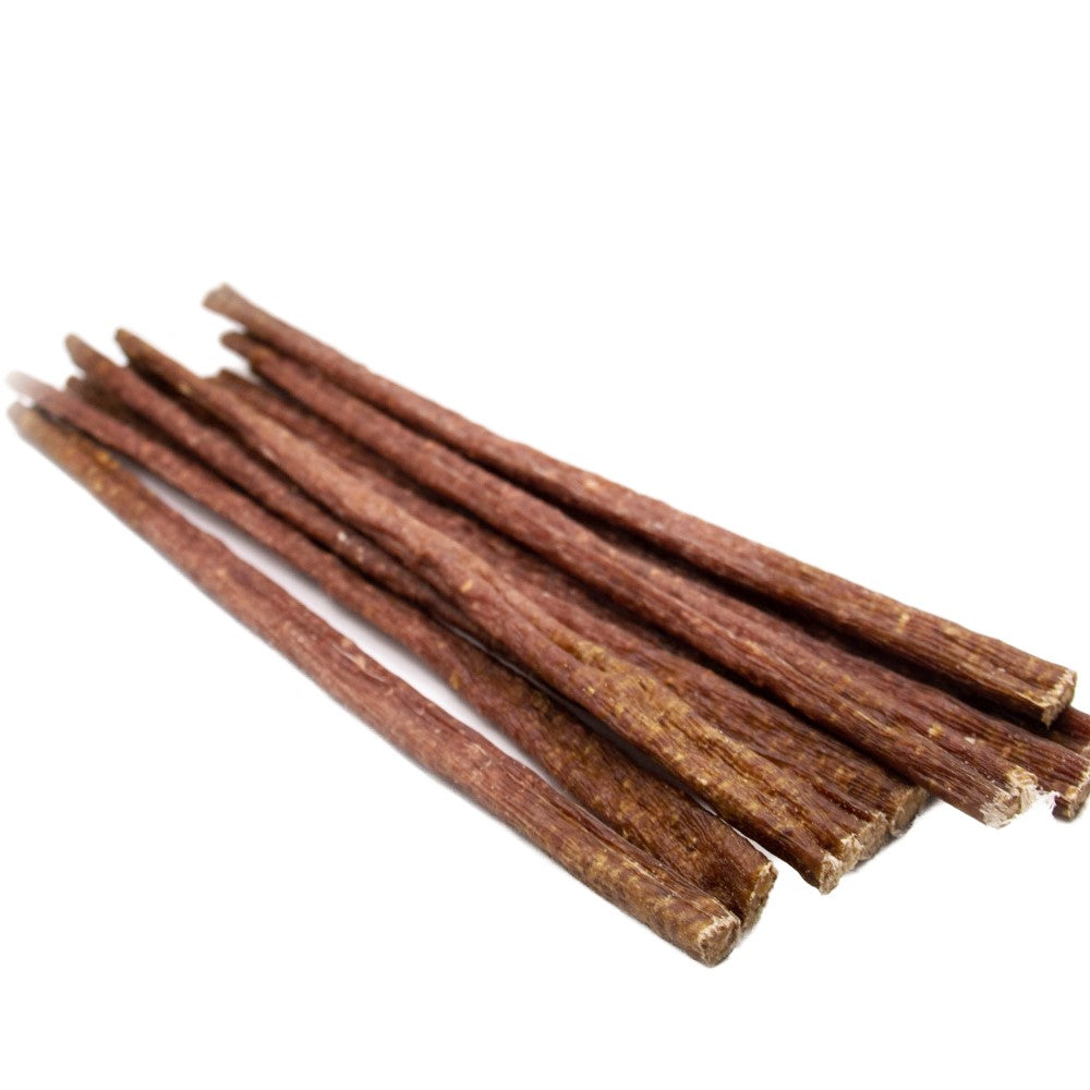 Air-dried beef jerky straws natural dog treat.