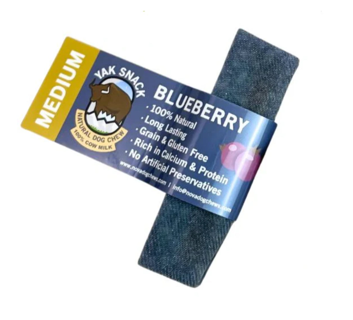 Healthy medium natural-yak-chew premium dog treat blueberry for dental care.