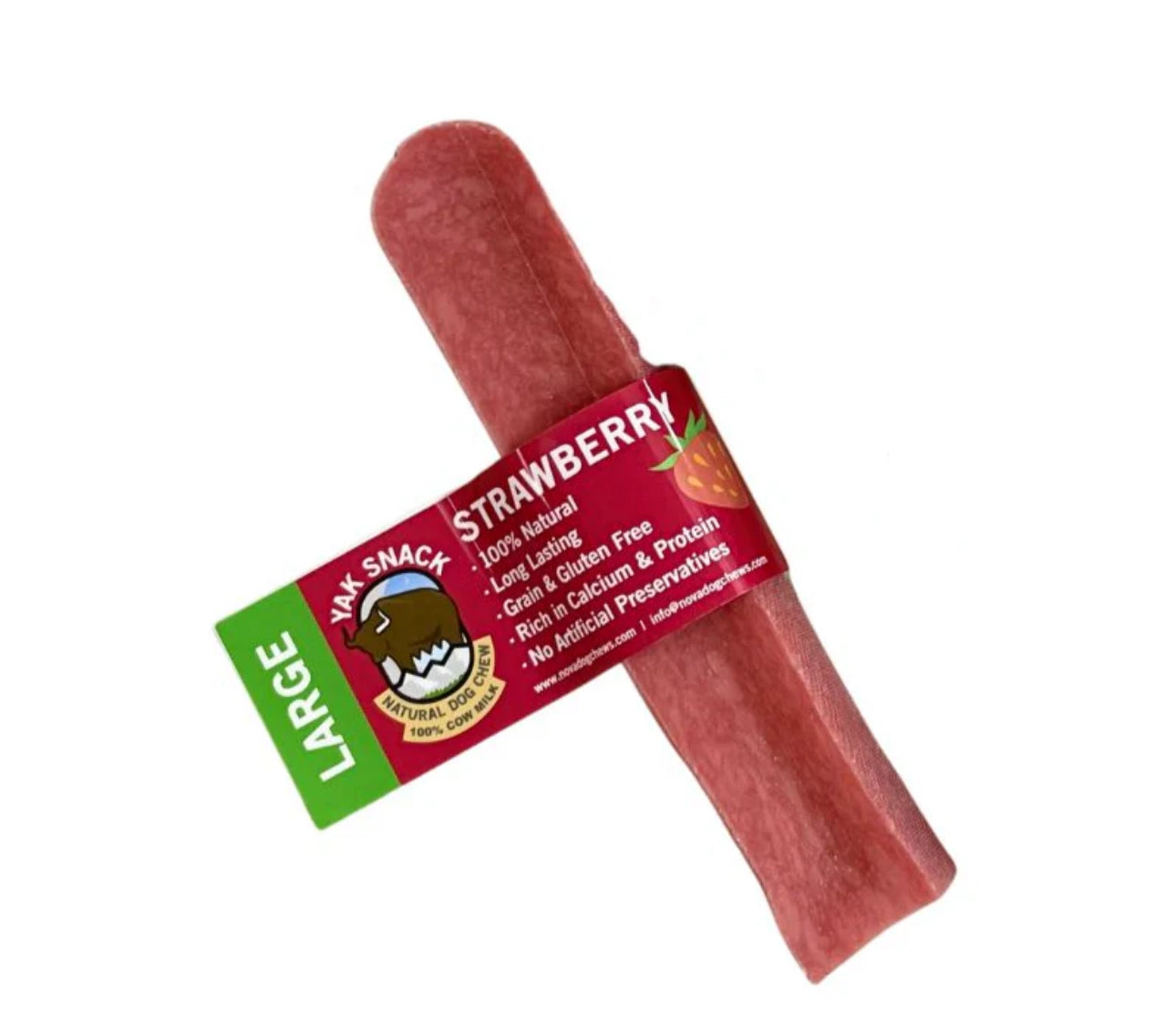 Healthy large natural-yak-chew premium dog treat strawberry for dental care.