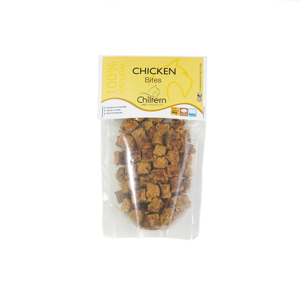 Packaged chicken bites high-quality dog treats.