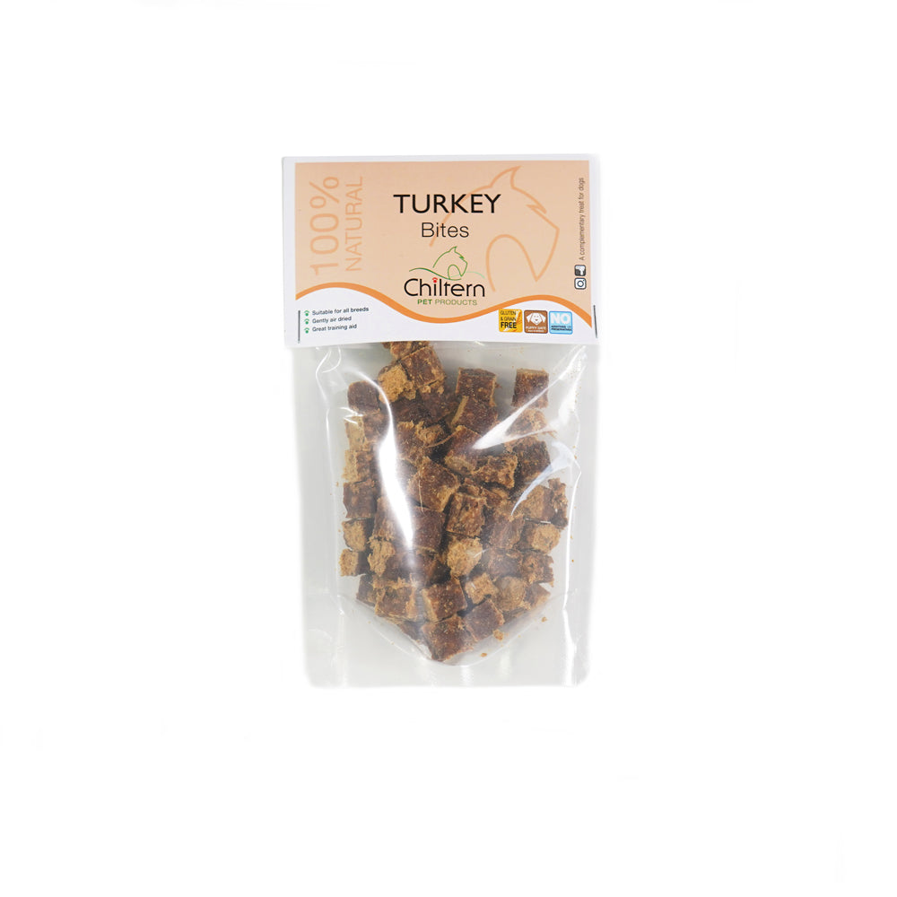 Premium turkey protein bites natural dog training treats pack.