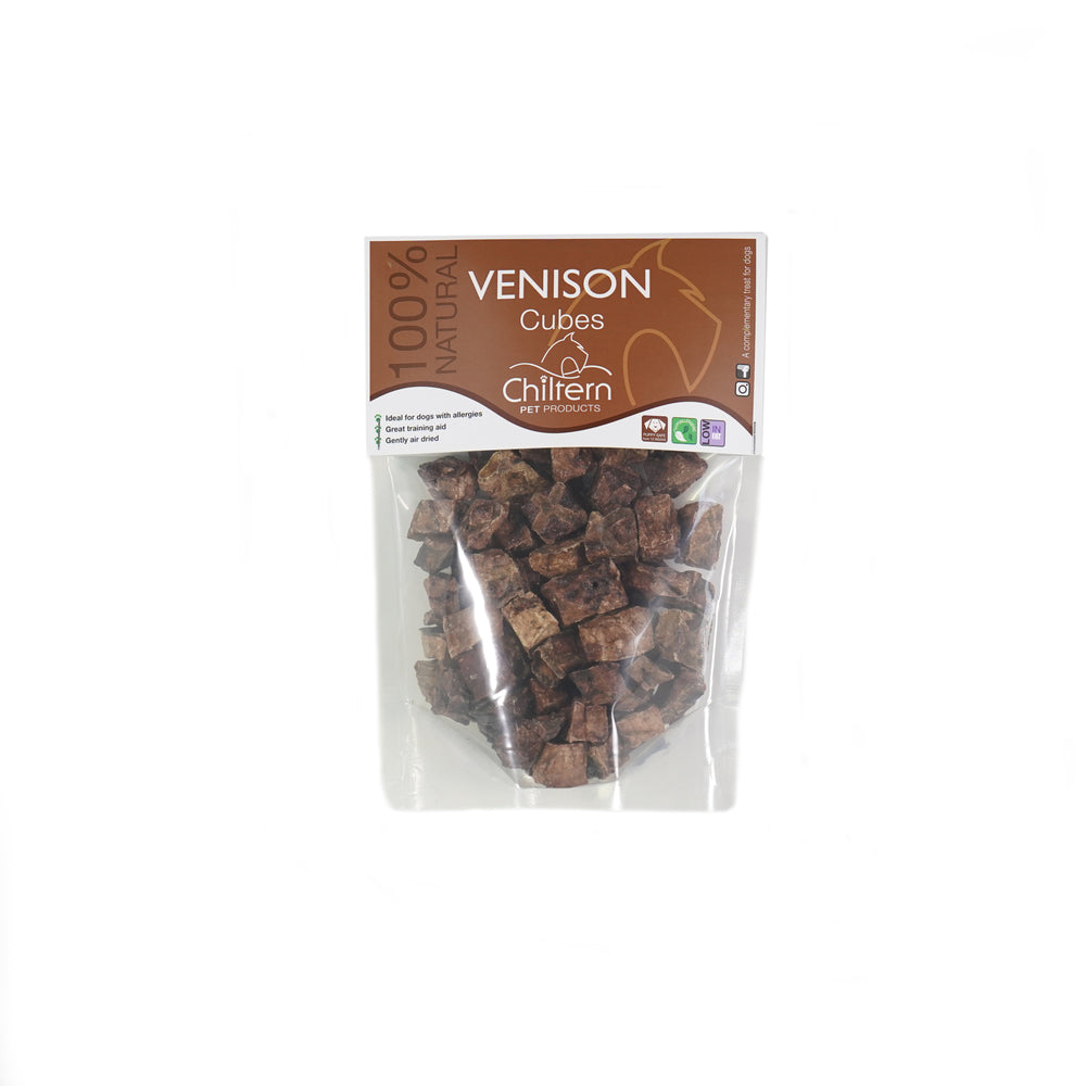 Pack of premium natural air-dried venison lung cubes.
