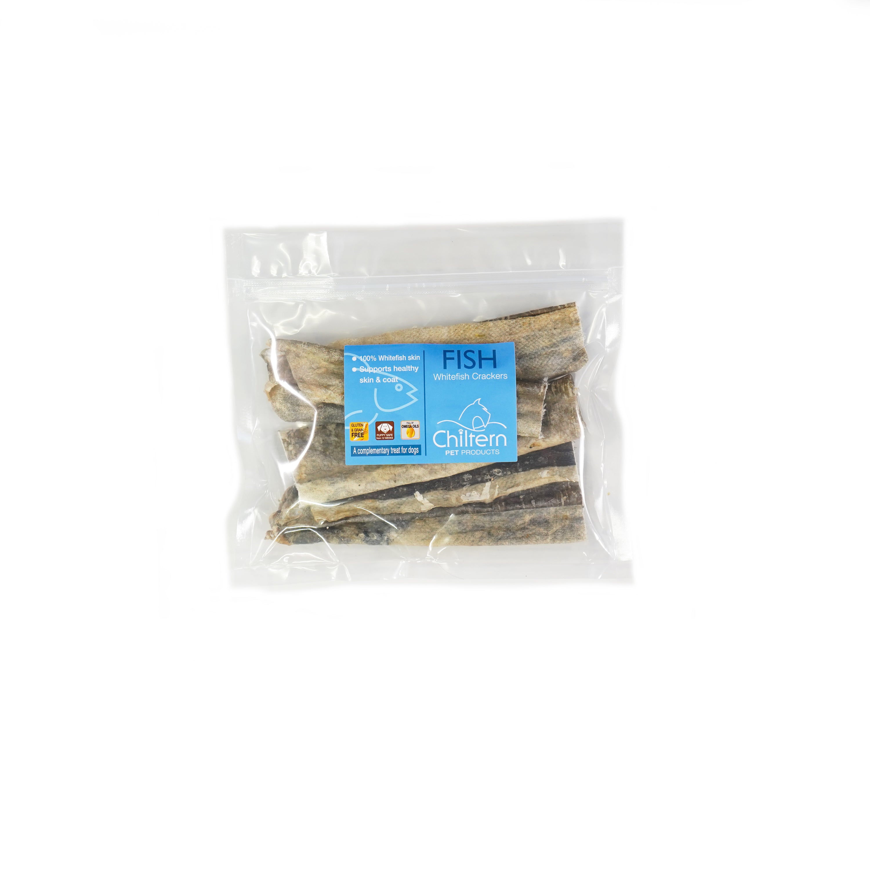 Natural white fish crackers dog chew pack.