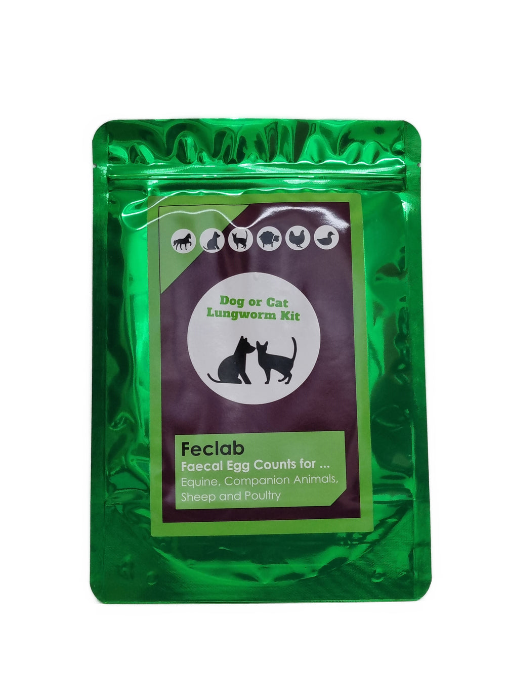 Pack of FECLAB dog and cat lungworm test kit, veterinary diagnostic kit for detecting lungworm infection in pets safely and conveniently at home.