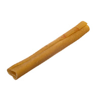 Single natural pork roll dog chew high protein low fat air dried treat for dental health and long lasting chewing.