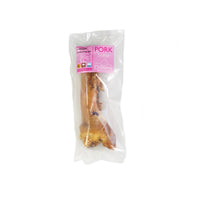 Individually packed natural pork trotter dog chew high protein air dried treat for dental health and satisfying long lasting chewing.