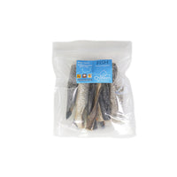Pack of premium natural air-dried salmon skins dog treats rich in omega.