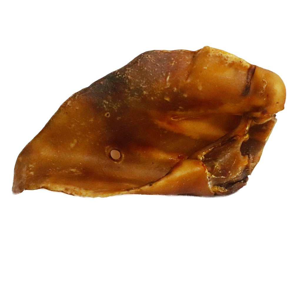 Single natural sow ear dog chew high protein low fat air dried treat for teeth and gums and long lasting chewing.